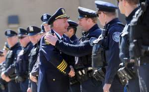 Police Chief shaking hands